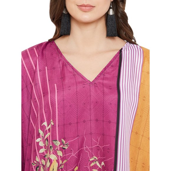 Gypsie Blu Women Tunic Cover Up Polyester with Sleeves Printed Mini Dress - Picture 7 of 9